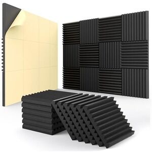 12 Pack Acoustic Wall Panels Studio Sound Noise Game Music Insulation Foam Black